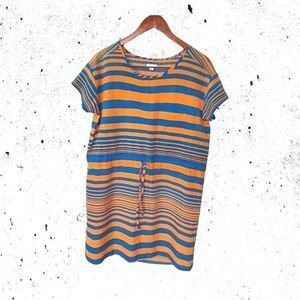 Gap Designed and Crafted Striped Blue & Orange Shirted Dress Size M